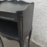 Black patinated 1-drawer bedside table