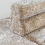 Beige chenille sectional sofa, 3 pieces, 1970s