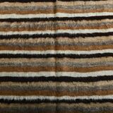 Striped Brown & Beige Vintage Kilim Rug, 133x170Cm