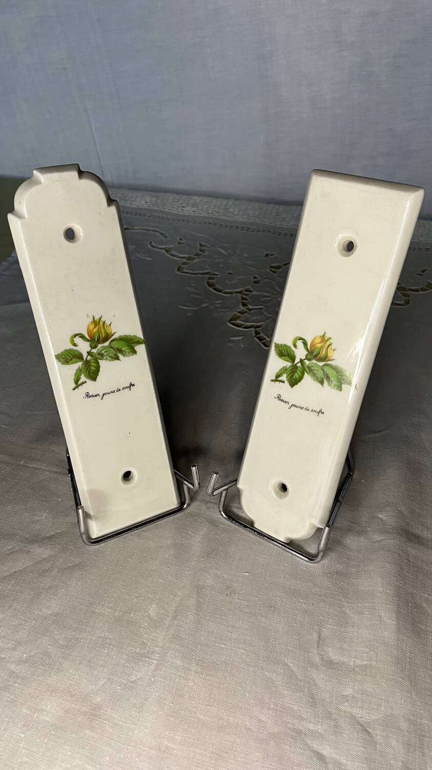 Pair of vintage Paris porcelain cleanliness plates