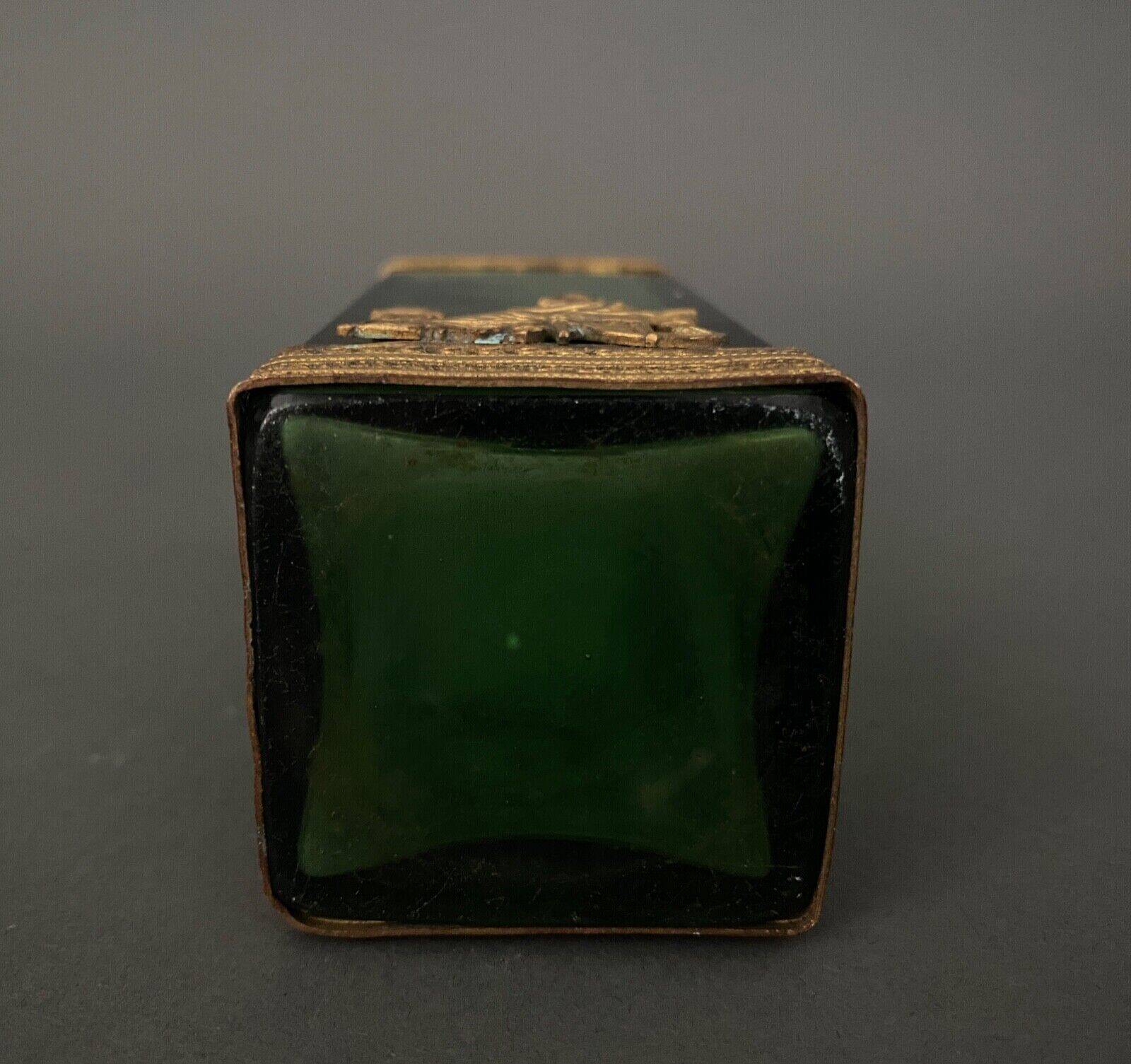 Vase 1900, glass base, bronze enclosure, antique decor