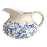 Antique chubby ironstone jug with floral and bird decoration