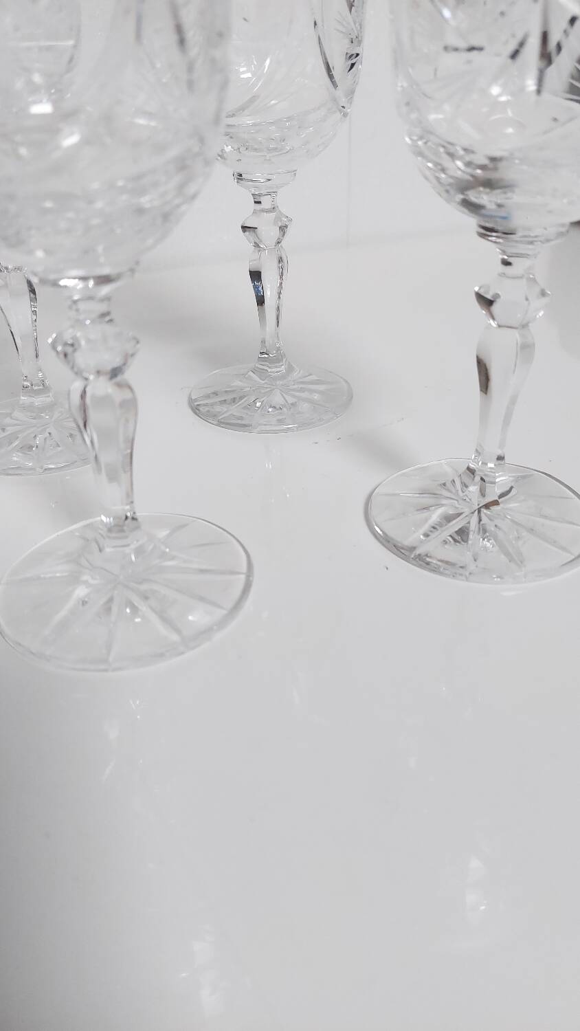Verres à vin cristal polonais 90s