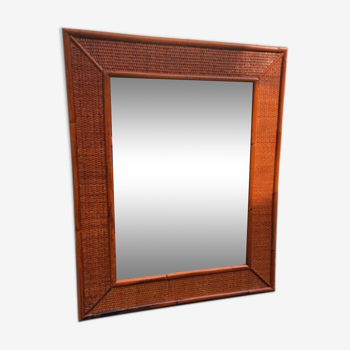 Bamboo and rattan mirror