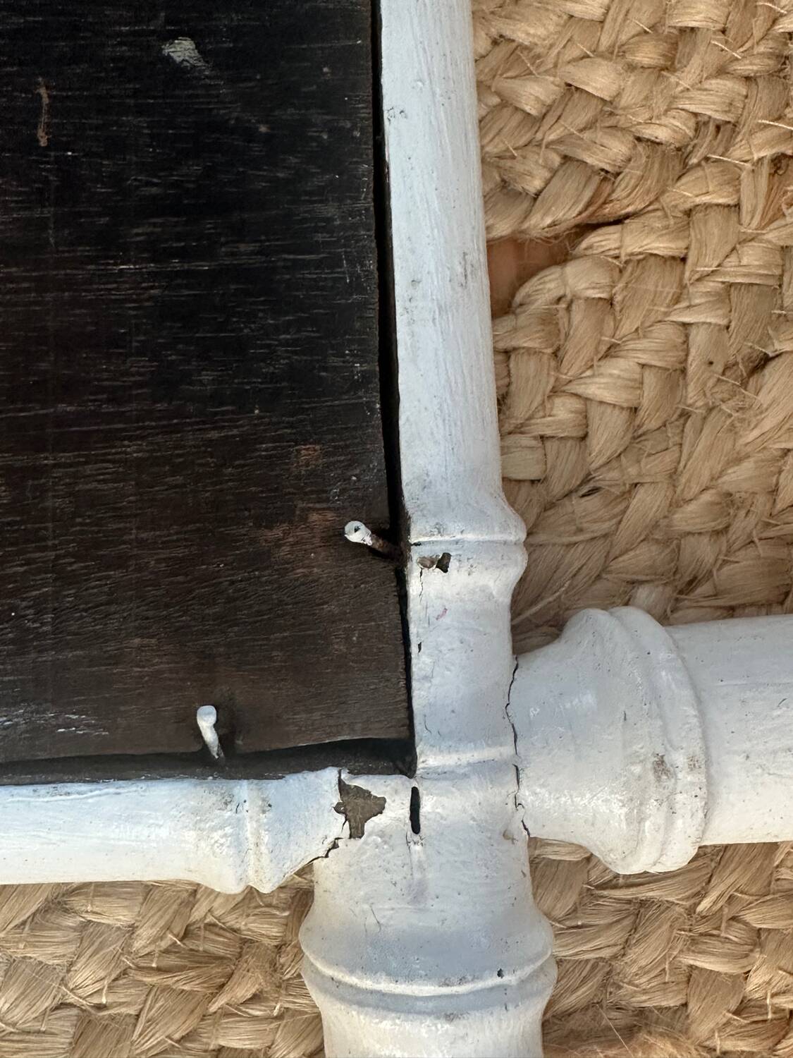 Ancien miroir en bois forme bambou