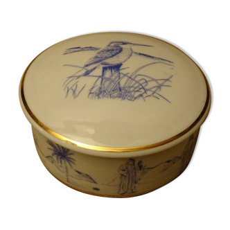 Bonbonnière porcelaine de Limoges Artoria décor d'oiseau