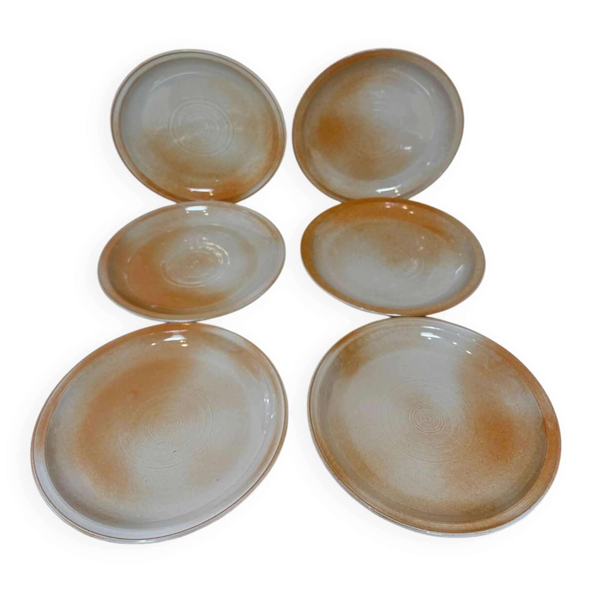 6 stoneware dessert plates, 1970