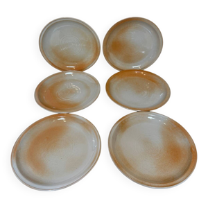6 assiettes dessert grès,