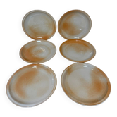 6 stoneware dessert plates, 1970
