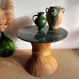 Bamboo rattan table McGuire with marble top