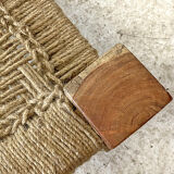 Charpoy Indian bench in braided rope