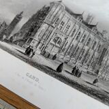Ghent, Belgium, old engraving, printed in 1841.