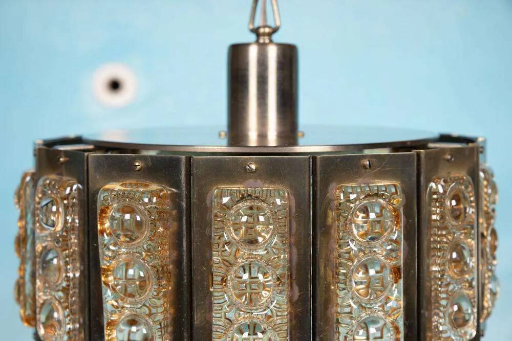Vintage glass suspension, Danish design, mid-century hanging.