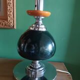 Large vintage 70'S lamp in aluminum and metal