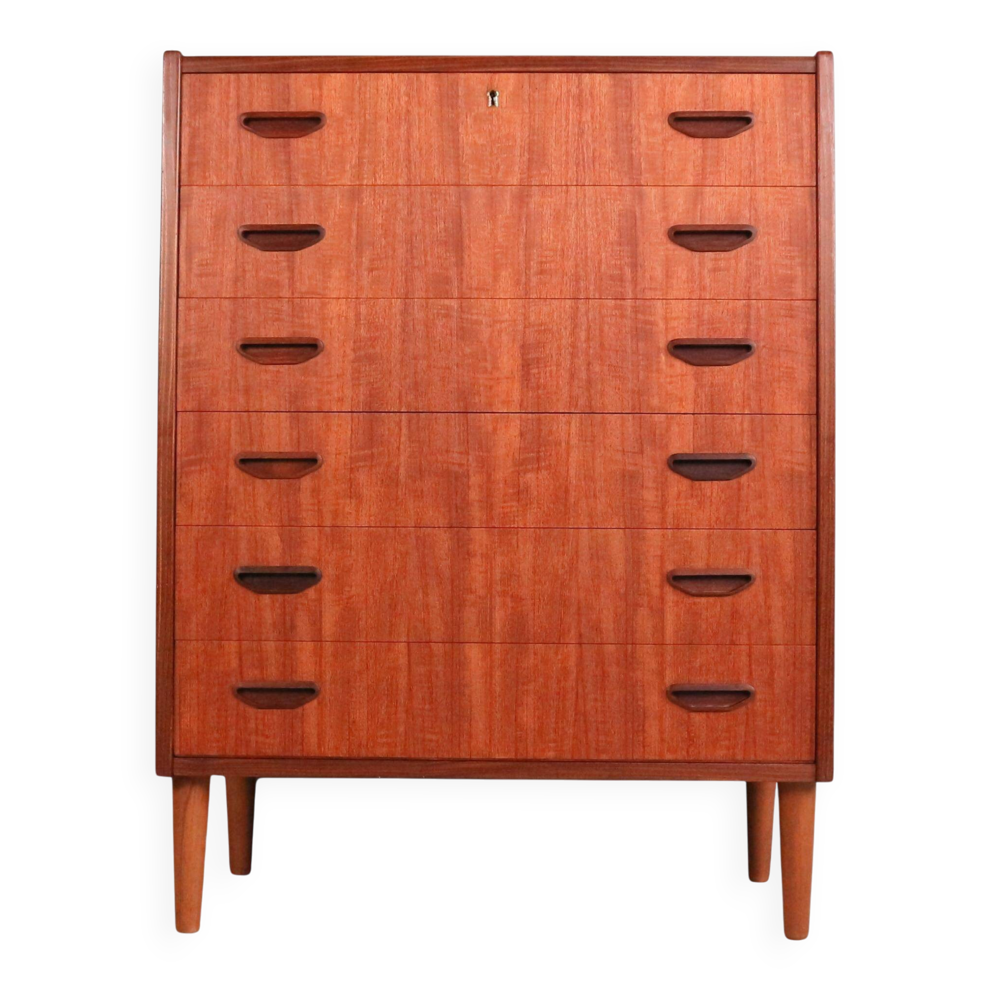 Commode moderne à six tiroirs du milieu du siècle, en teck, Danemark, années 1960