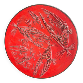 Mid-Century Ceramic Decorative Wall Plate by Croatian Artist T. Ostoja, 1960's