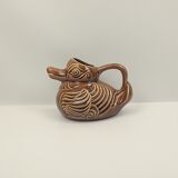 Brown duck-shaped jug in ceramic Sarreguemines
