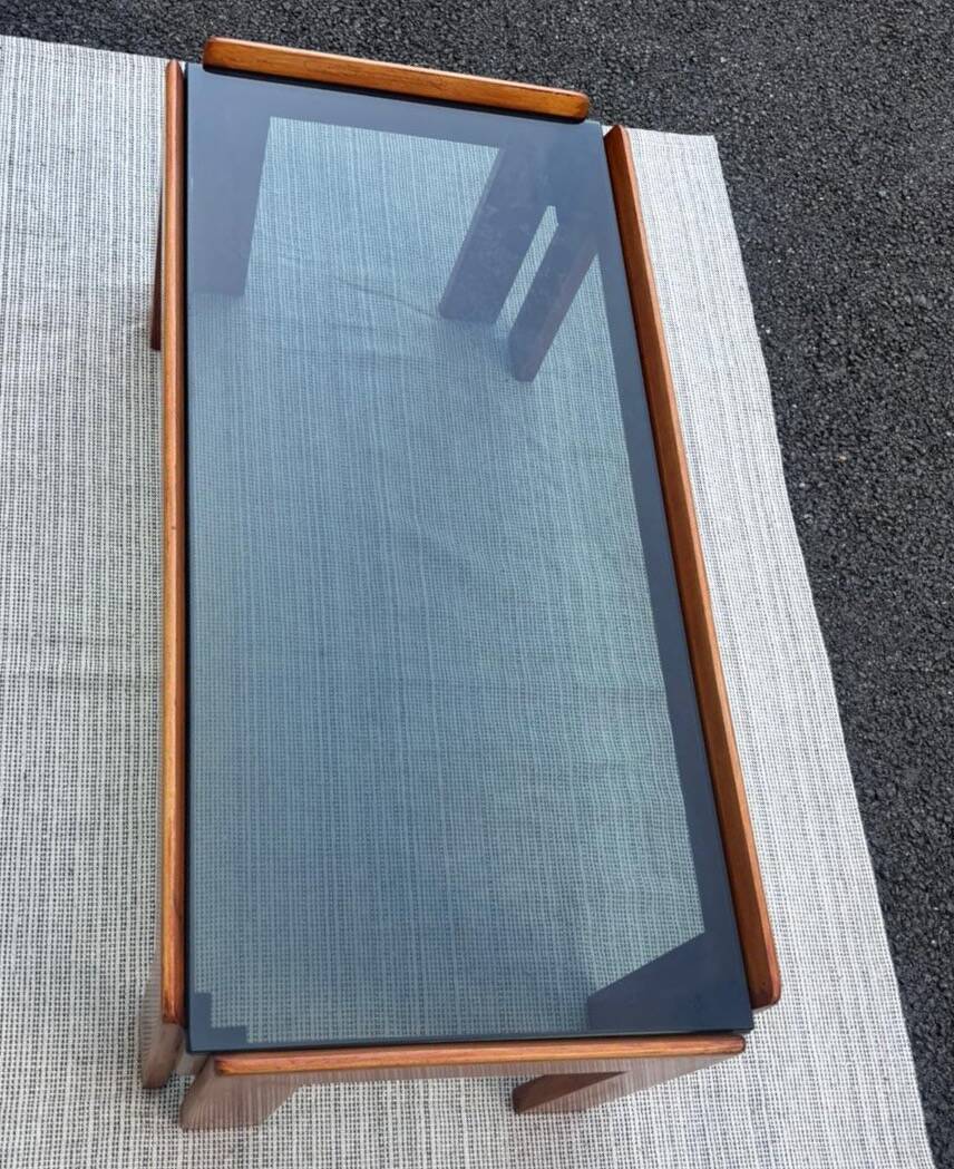 Afra and Tobia Scarpa wood and smoked glass coffee table