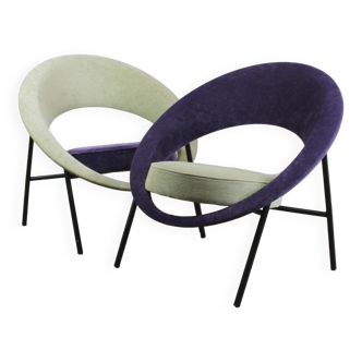 Pair of Burov "44" or "Saturne" armchairs by Geneviève Dangles and Christian Defrance