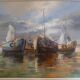 Oil on canvas Marine "The Boats"