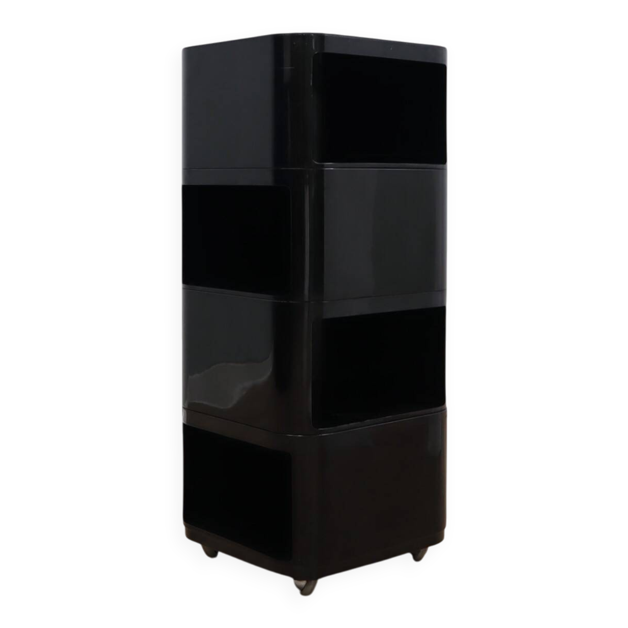 Chariot modulaire vintage noir Kartell Componibili 4970 Anna Castelli des années 1960