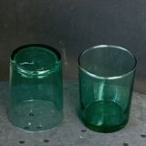 7 verres de couleur verte publicitaire Huile LESIEUR vintage 1970