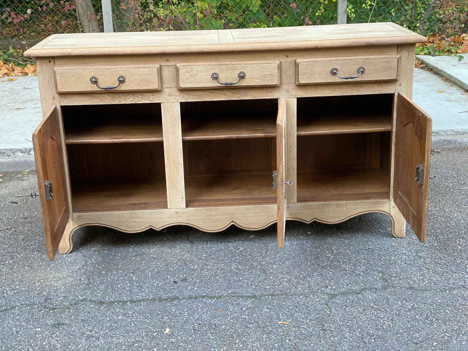 Renovated sideboard in solid oak from the 19th century, 190cm.