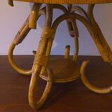 Table basse circulaire en bambou, années 1960