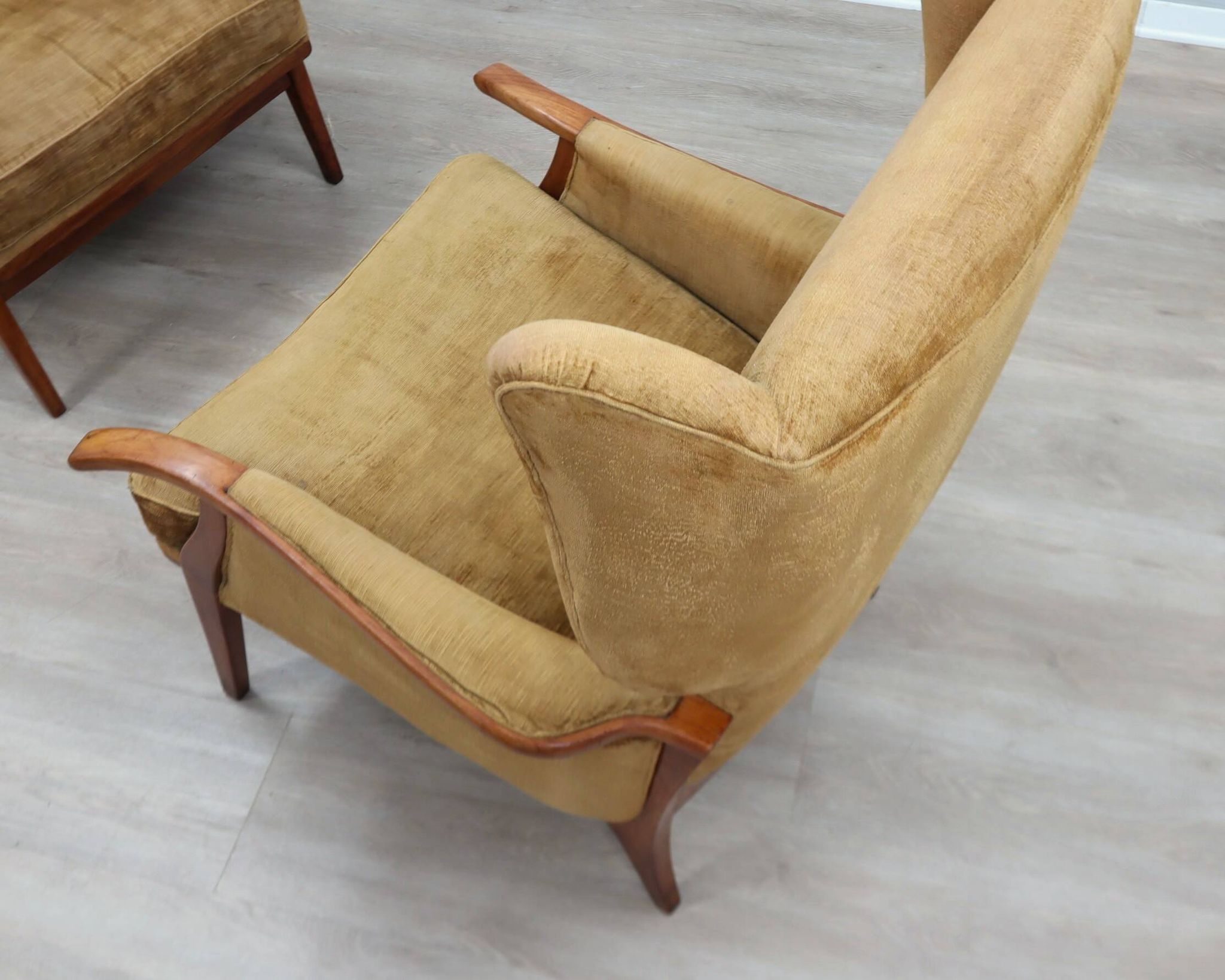 1950s Camea Italian reclining armchairs dralon velvet, set of 2