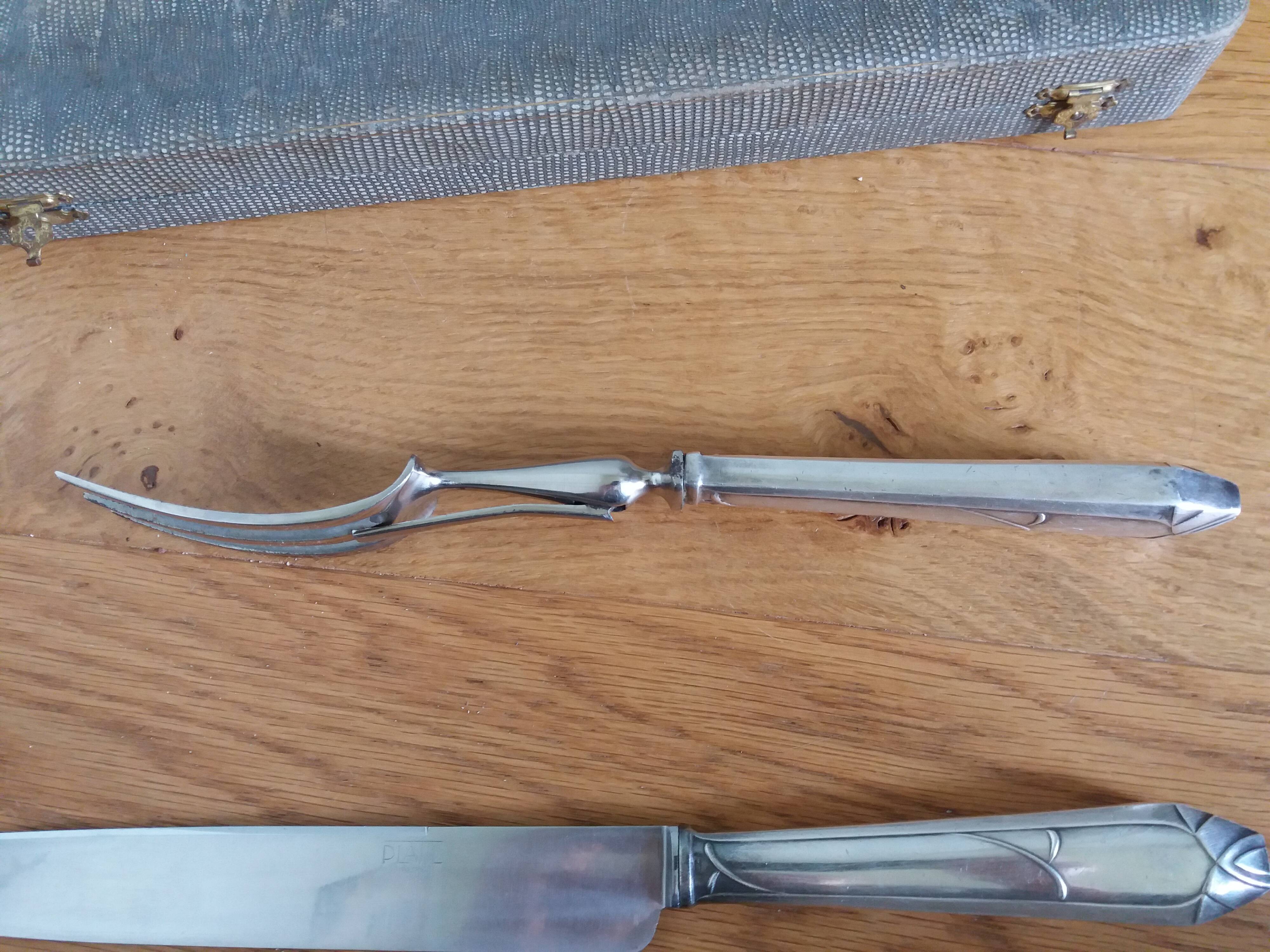 Platil leg of lamb service, Art Deco knife and fork