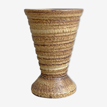 Vase diabolo en céramique lourde vintage
