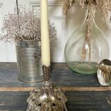 Silver metal candle holder