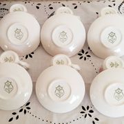Vintage red earthenware coffee set, Swiss Landscape, Italy