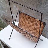 Metal and wood magazine rack