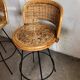 Set of 2 stools swivel rattan 60s