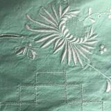 Drap bodé ancien et ses 2 taies brodées