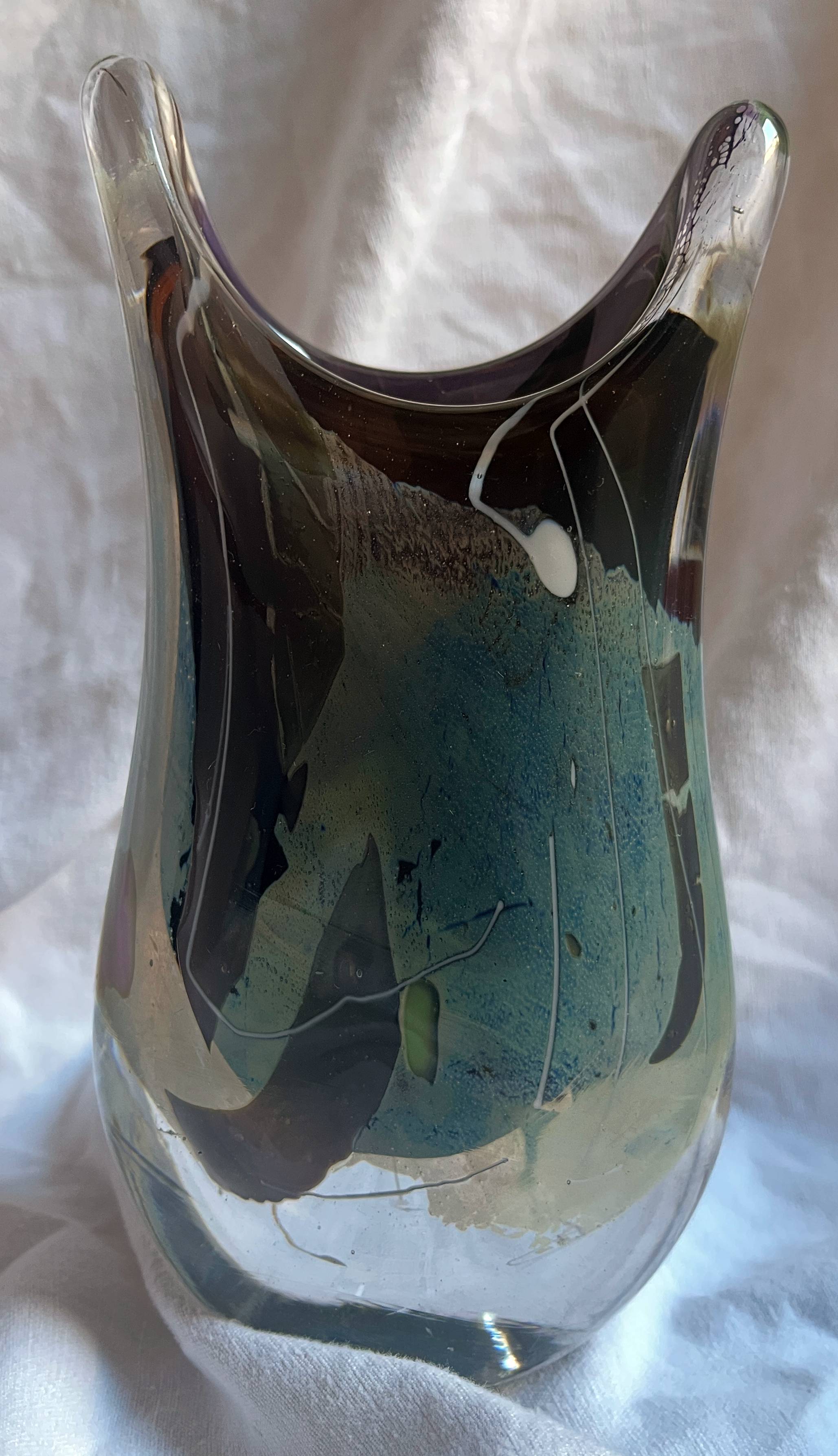 Glass paste vase signed François Le Lonquer (1945-1991) dated 1984
