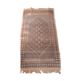 Tapis en laine à franges, motifs bleu et blanc - 203x103cm