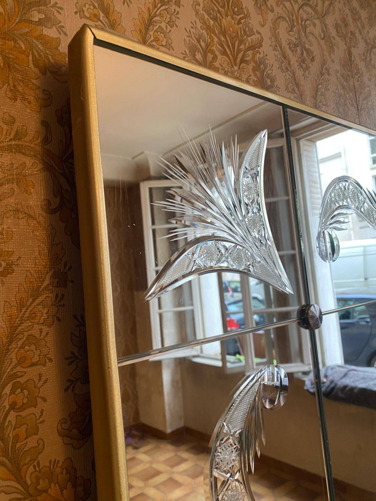 Art Deco sculpted bistro brasserie mirror 1960
