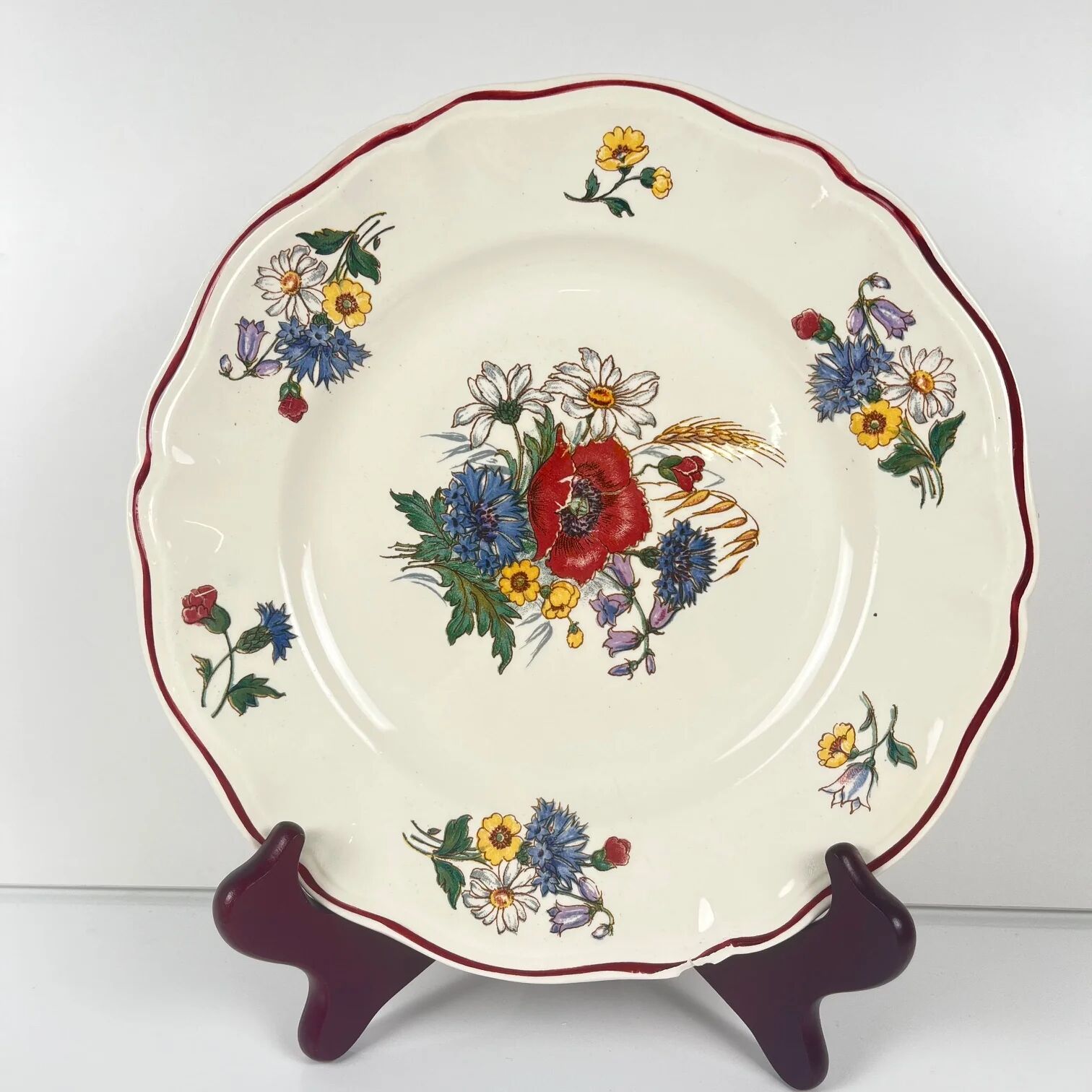 Set of 4 flat plates "Agreste", Sarreguemines, first half of the 20th century.