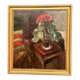 Original Swedish Oil on Panel - "Cineraria i Kruka" by Elna Jacobsson - Signed - Vintage and Framed - 48 × 43.5 cm (18.9" × 17.1")