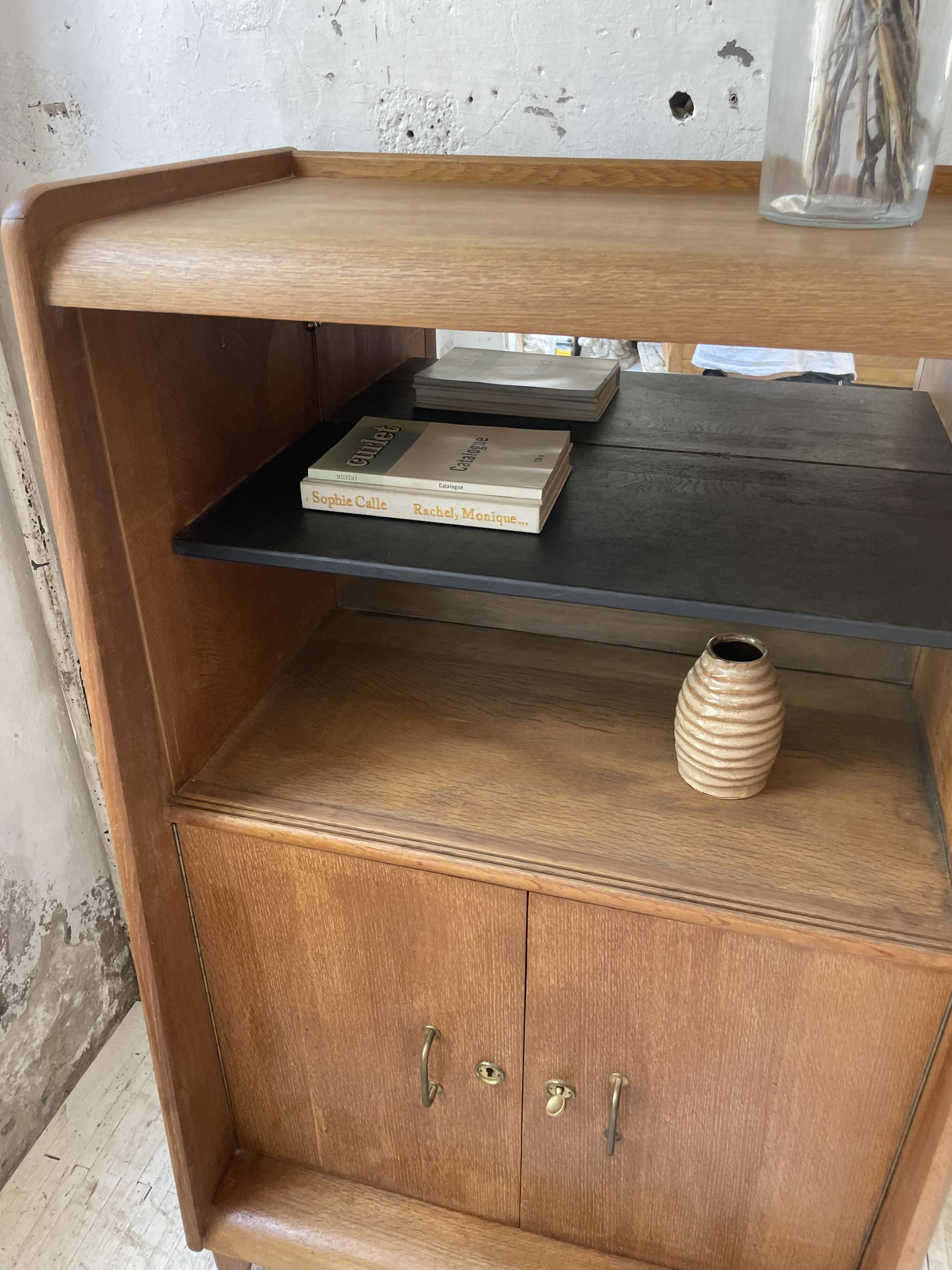 Meuble de rangement secrétaire chêne années 60