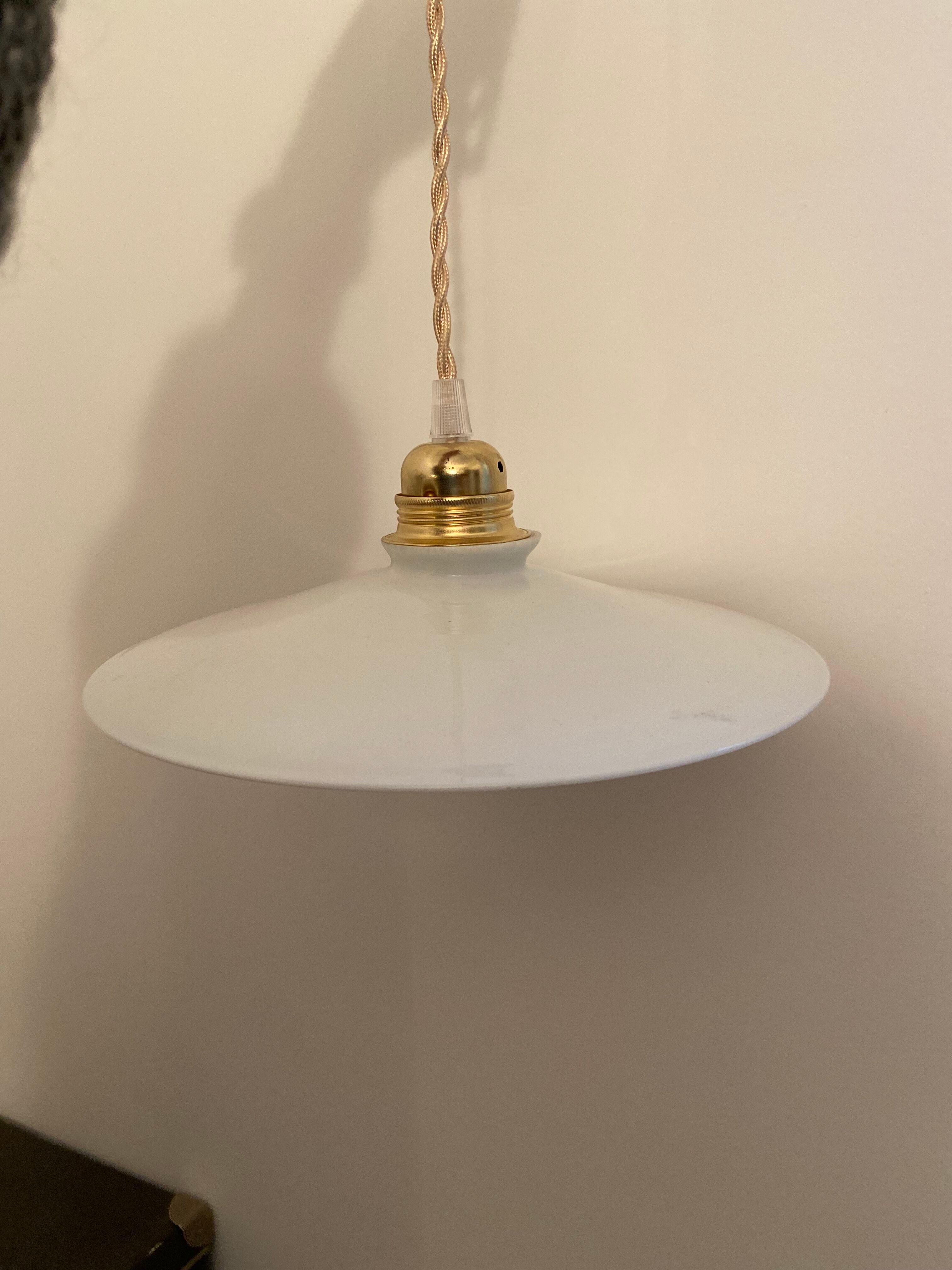 Vintage white opaline pendant light