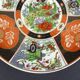 Set of 4 vintage Taous porcelain dessert plates, Morocco