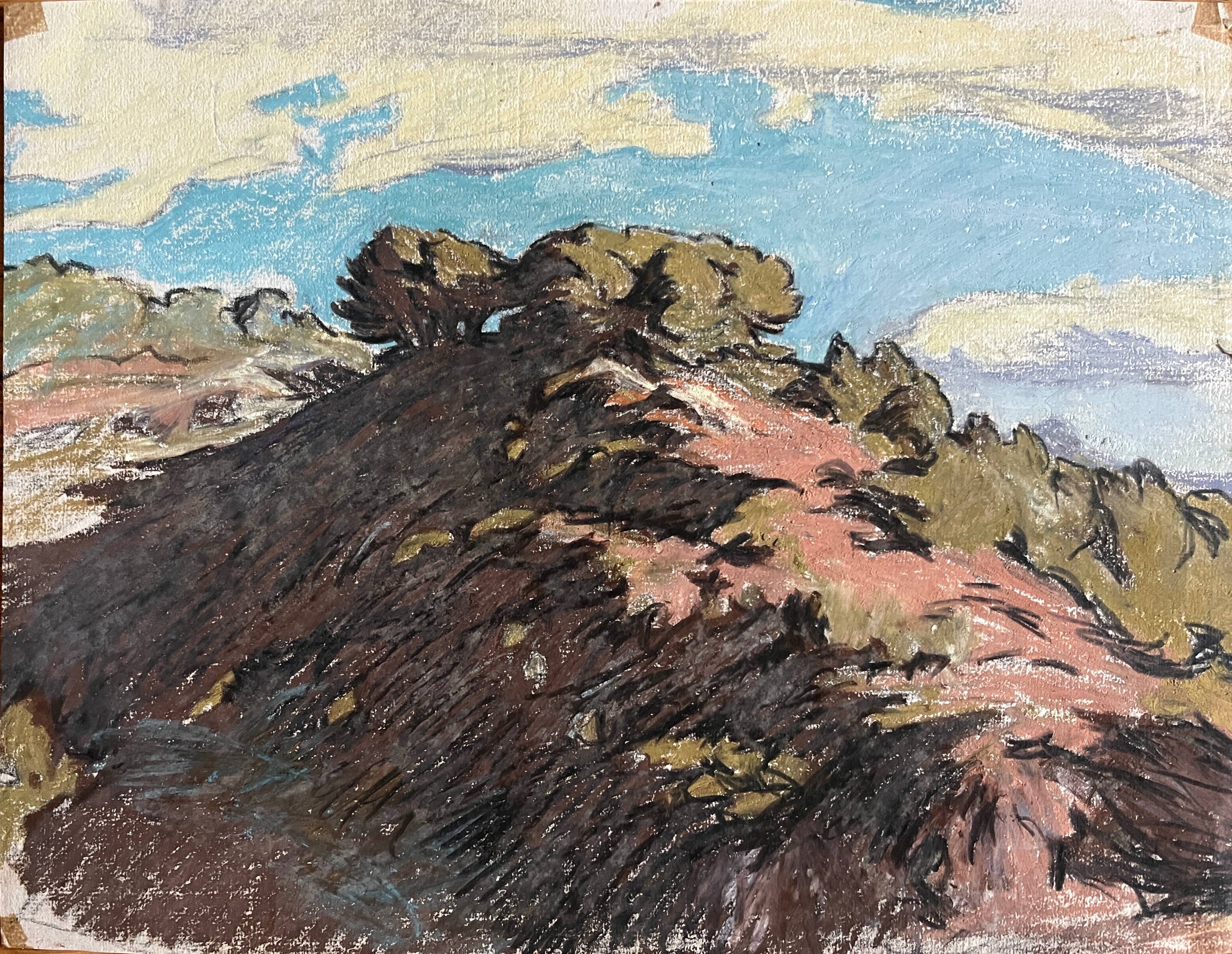 Paintings set of 4 drawings by Ed. Pannetier (1884-1965) Provence Côte d'Azur