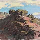 Paintings set of 4 drawings by Ed. Pannetier (1884-1965) Provence Côte d'Azur