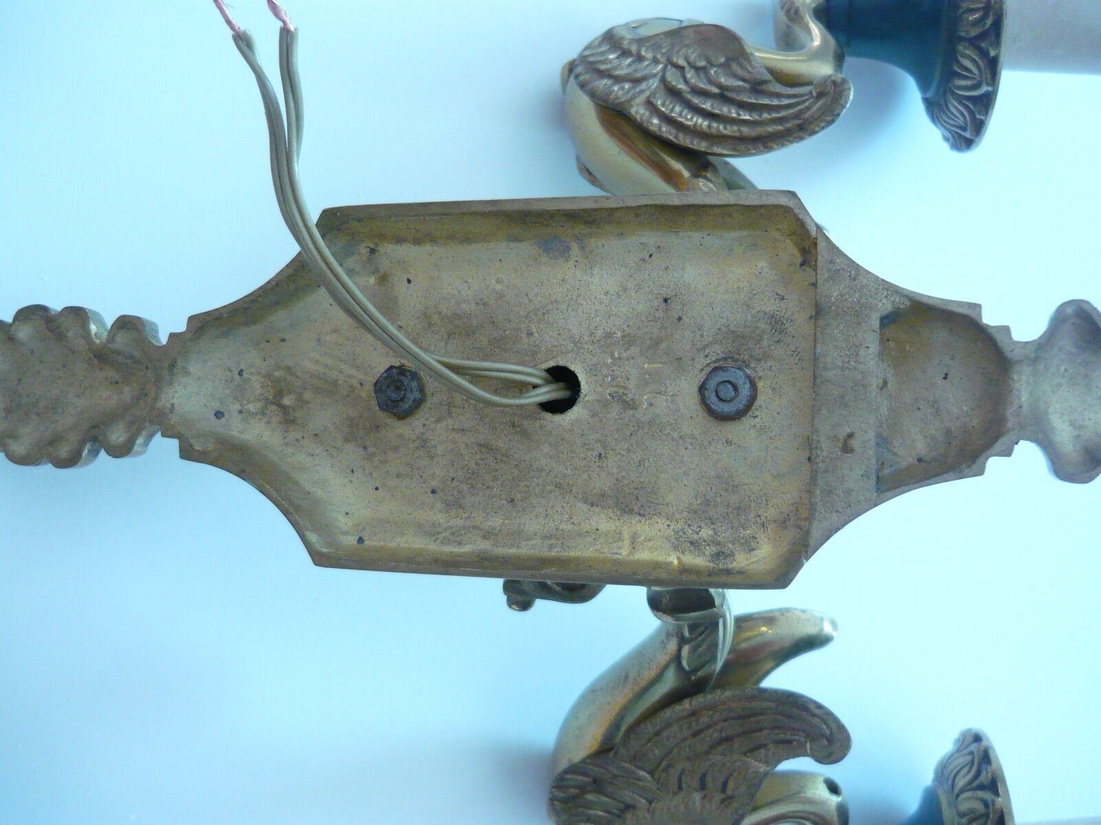 Empire lucien gau style gilt bronze wall lamp