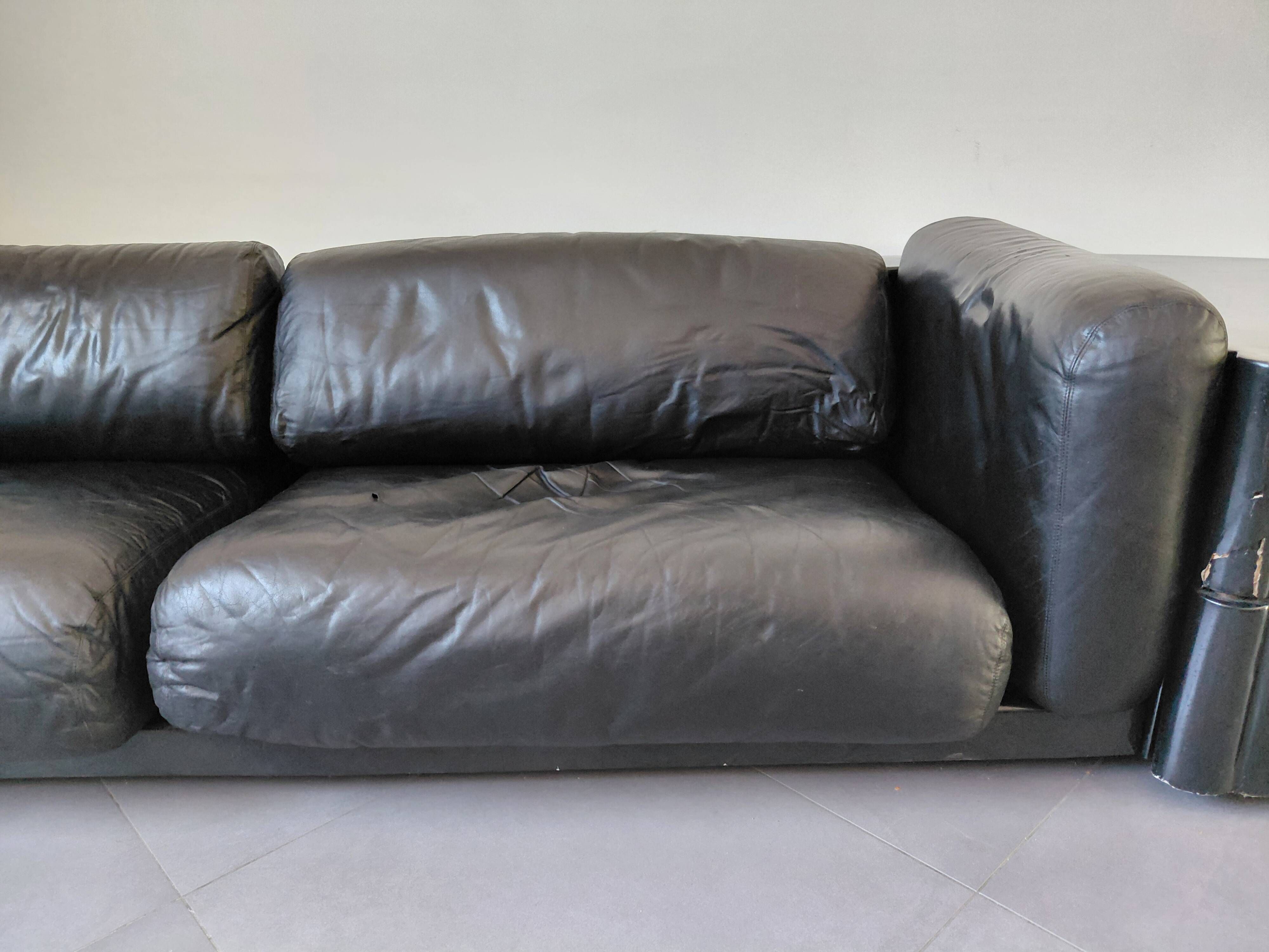 Cini Boeri - Gradual Lounge Sofa Black Leather Knoll/Gavina