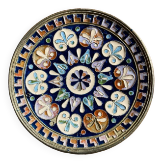 Byzantine bowl G. Halkides in cloisonné enamel on bronze & copper with rosette motifs