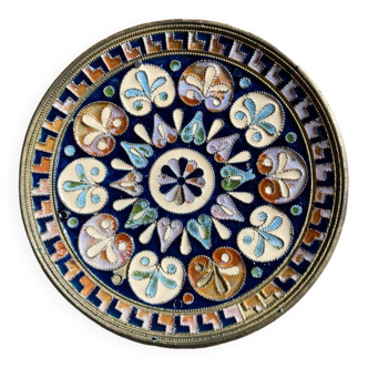 Coupelle Byzantine G. Halkides en émaux cloisonnés sur bronze & cuivre motifs en rosace